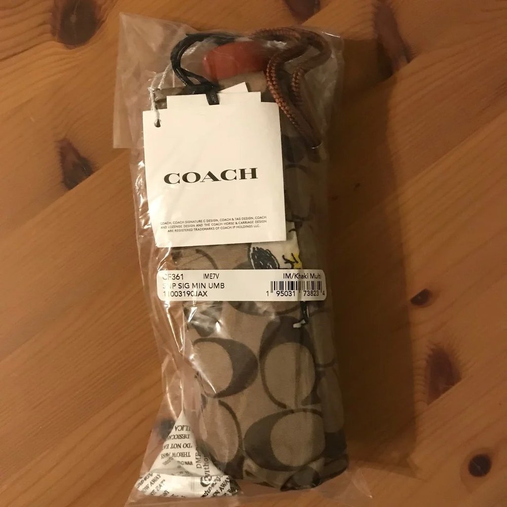 Coach X Peanuts Uv Protection Mini Umbrella In Signature Snoopy Woodstock Print - Picture 3 of 7